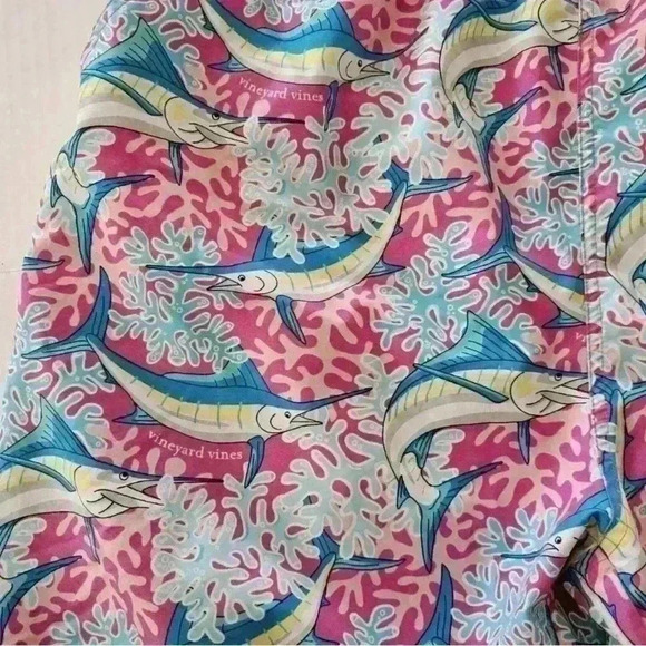 Vineyard Vines Marlin & Coral Chappy Trunks Boardshorts 7" Mens L - Picture 4 of 6
